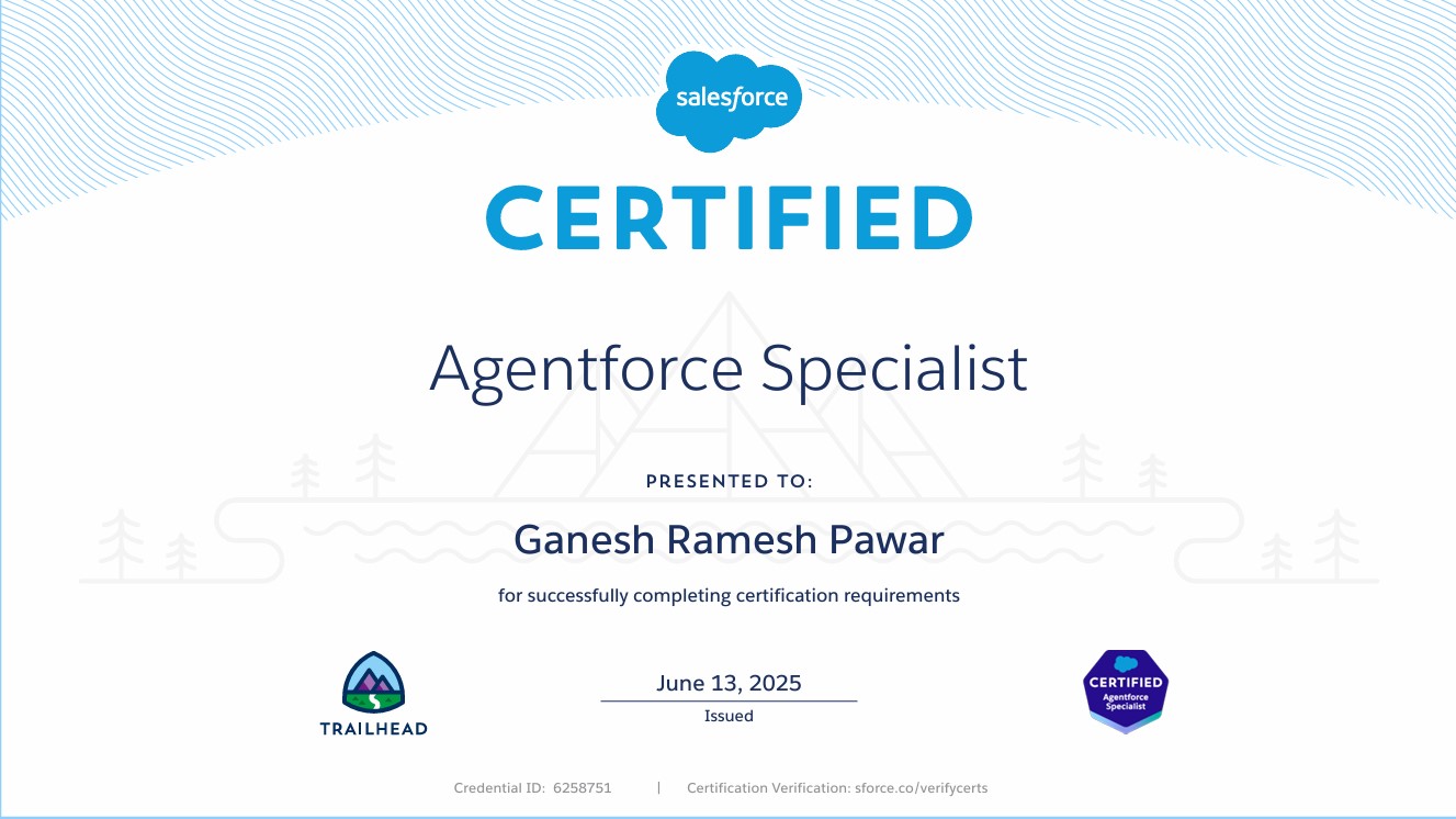 Ganesh Pawar Salesforce Developer Agentforce