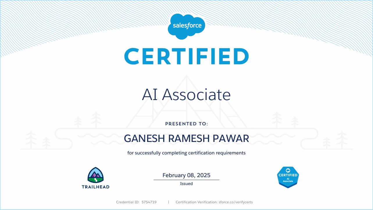 Ganesh Pawar Salesforce Developer Ai Associate